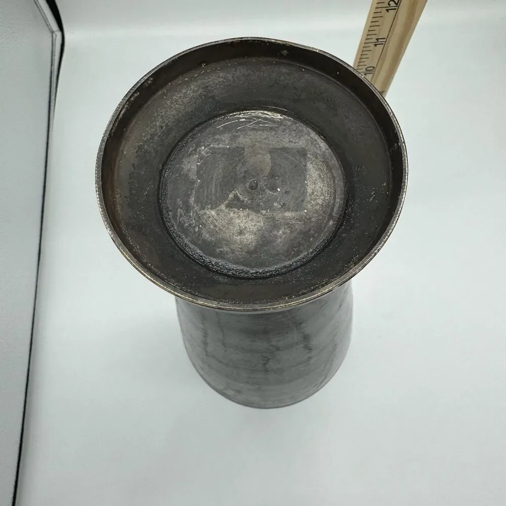 Antique Art Deco Black Metal Vase Urn Vintage Nouveau Europe